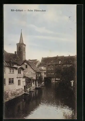 AK Alt-Erfurt, Beim Dämmchen, Blick zur Kirche