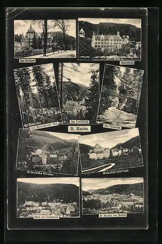AK St. Blasien, Kirche, Klosterportal, Blick auf Sanatorium