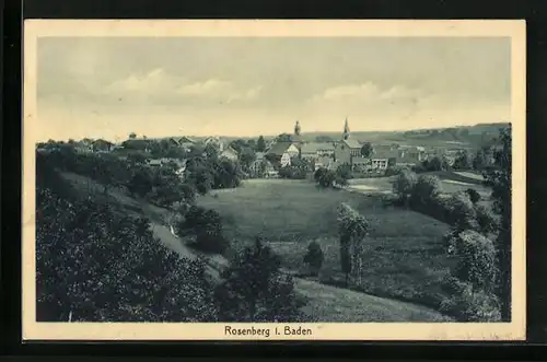 AK Rosenberg /Baden, Ortsansicht mit Kirche