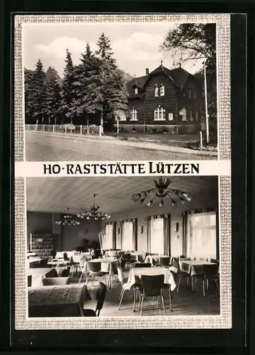 AK Lützen, HO-Raststätte mit Innenansicht