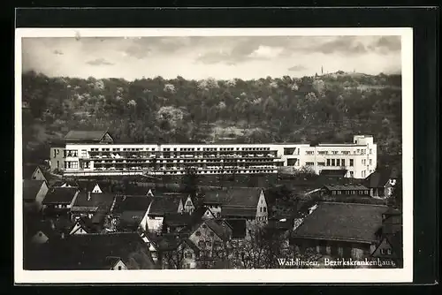 AK Waiblingen, Berzirkskrankenhaus aus der Vogelschau