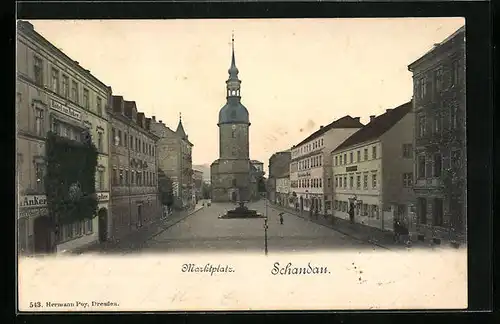 AK Schandau, Marktplatz mit Hotel zum Anker