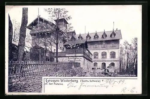 AK Bad Schandau, Hotel von Carl Prätorius auf dem Grossen Winterberg