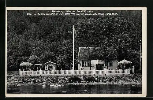 AK Treseburg-Halde /Bodetal, Gasthof zum Goethe-Garten-Haus