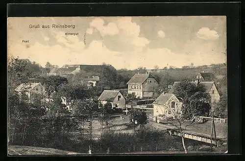 AK Reinsberg, Teilansicht mit Rittergut und Post