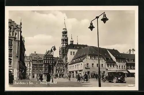 AK Zwickau i. Sa., Gebäude am Hauptmarkt
