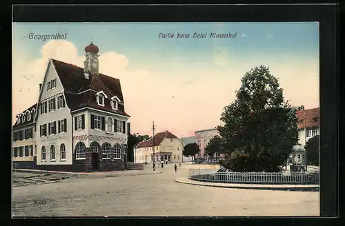 AK Georgenthal, Strassenpartie beim Hotel Klosterhof