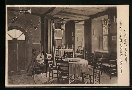 AK Weimar, Winterstuben Goldener Adler, Ratsecke im Ratsstübl