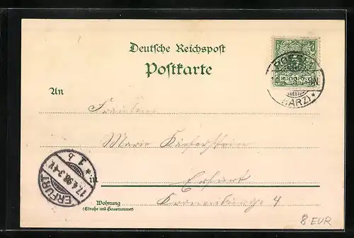 Lithographie Kyffhäuser, Reiterstandbild mit Barbarossa