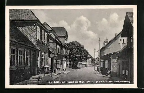 AK Masserberg /Thür., Ortsstrasse am Gasthaus zum Rennsteig