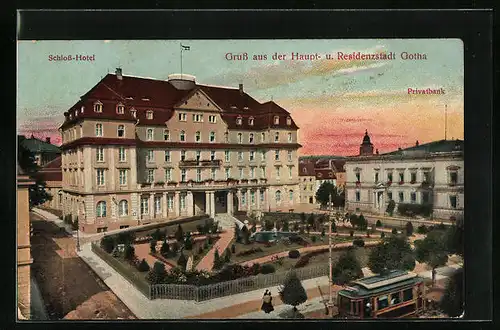 AK Gotha, Schloss-Hotel mit Privatbank
