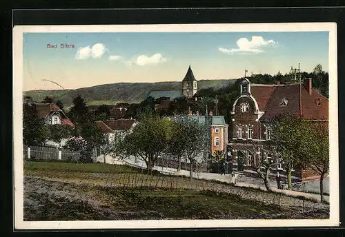 AK Bad Bibra, Ortspartie mit Kirche