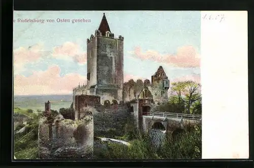 Relief-AK Saaleck, Rudelsburg von Osten