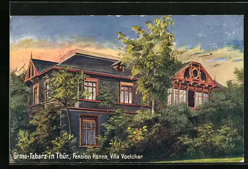 Künstler-AK Gross-Tabarz, Pension Hanna, Villa Voelcker