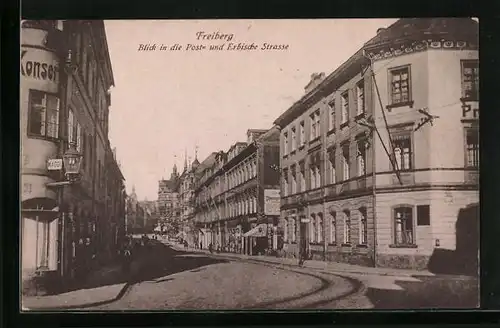 AK Freiberg, Blick in die Post- und Erbische Strasse