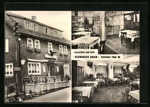 AK Giessübel /Thür., Gaststätte und Café Schwarzer Adler, verschiedene Ansichten