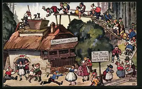 Künstler-AK Hans Boettcher: Das Märchen von der Altweibermühle