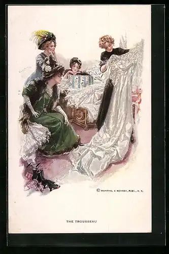 Künstler-AK Harrison Fisher: The Trousseau, Damen mit Brautkleid