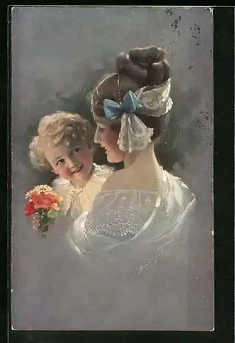 Künstler-AK Ludwig Knoefel: Mutter und Tochter