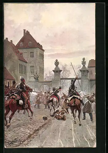 Künstler-AK Richard Knoetel: Berlin, Kampf am Halleschen Tor 1813