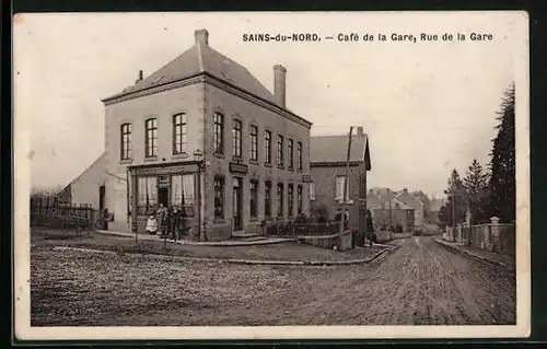 AK Sains-du-Nord, Cafe de la Gare, Rue de la Gare