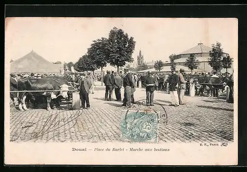 AK Douai, Place du Barlet, marché aux bestiaux