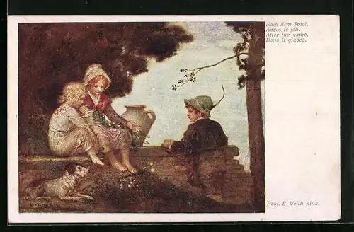 Künstler-AK sign. Prof. E. Veith: Nach dem Spiel