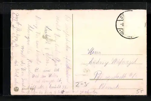 AK Mädchen am Briefkasten