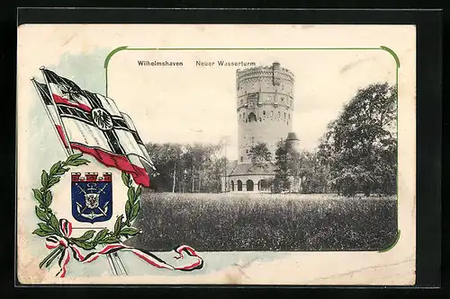 AK Wilhelmshaven, Neuer Wasserturm mit Wappen