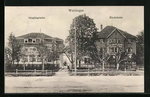 AK Waiblingen, Strasse am Kinder - und Säuglingsheim