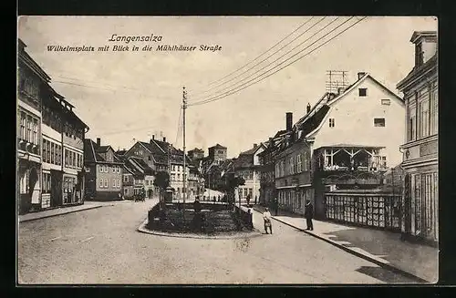 AK Langensalza, Wilhelmsplatz mit Blick in die Mühlhäuser Strasse