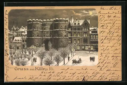 AK Köln a. Rh., Hahnentor im Winter aus der Vogelschau