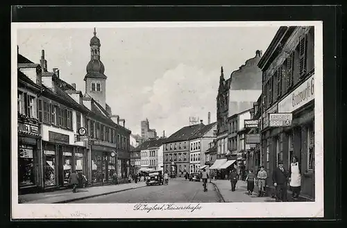 AK St. Ingbert, Kaiserstrasse mit Blick auf Kirchturm