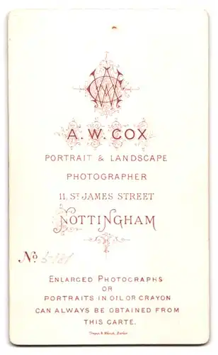 Fotografie A. W. Cox, Nottingham, 11, St. James Street, Bürgerliche Dame mit Halskette