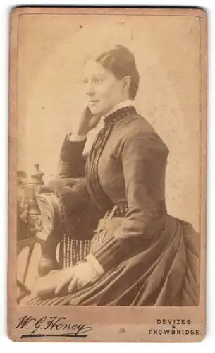 Fotografie W. G. Honey, Devizes, 3, High Street, Bürgerliche Dame mit aufgestütztem Kopf