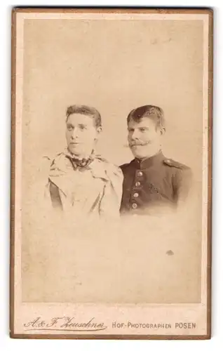 Fotografie A. & F. Zeuschner, Posen, Wilhelm.Str. 5, Soldat in Uniform Rgt. 47 nebst seiner Frau