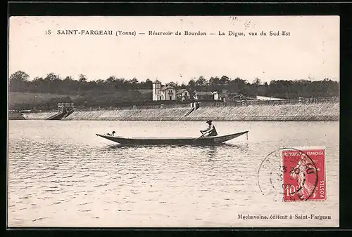 AK Saint-Fargeau, Reservoir de Bourdon, La Digue, vue du Sud-Est