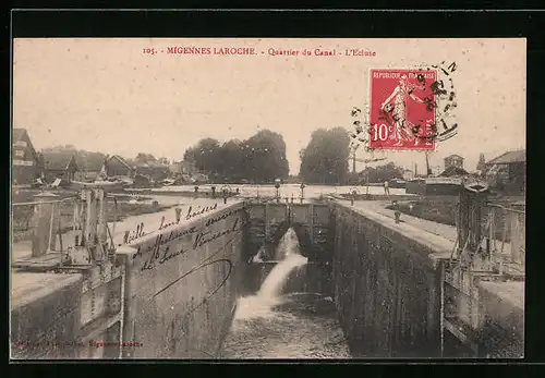 AK Migennes-Laroche, Quartier du Canal, L'Ecluse