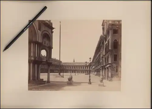 Fotografie Giovanni Battista Brusa, Venezia, Ansicht Venedig, Piazza S. Marco Dai Leoncini, Reklame Singer Nähmaschinen