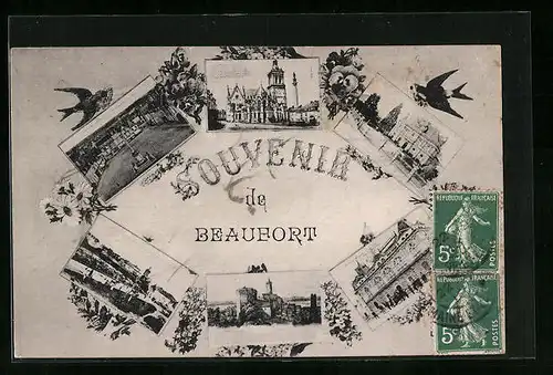 AK Beaufort, Souvenir - Memorial, Eglise, Chateau