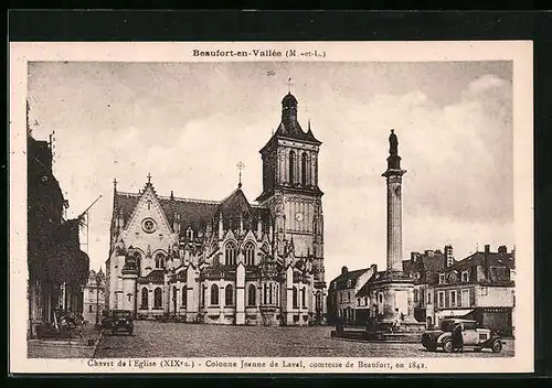 AK Beaufort-en-Vallée, Chevet de l`Eglise - Colonne Jeanne de Laval