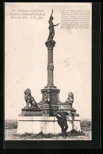 AK Angers, Monument eleve sur la Roche de Murs en 1889