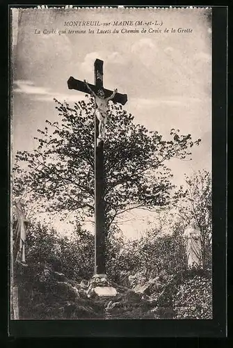 AK Montreuil-sur-Maine, La Croix qui termine les Lacets du Chemin de Croix de la Grotte