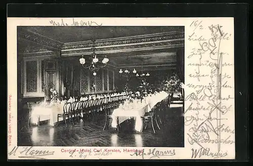 AK Hamburg-St.Pauli, Central-Hotel Carl Kersten, Innenansicht