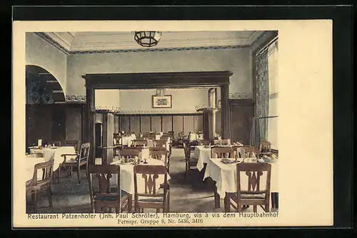 AK Hamburg, Restaurant Patzenhofer, Innenansicht