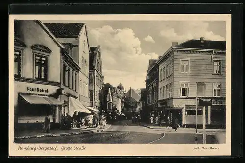 AK Hamburg-Bergedorf, Grosse Strasse mit Geschäften