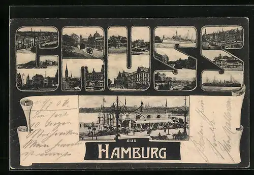 AK Hamburg, Ortsansichten mit Alster und Schiffen