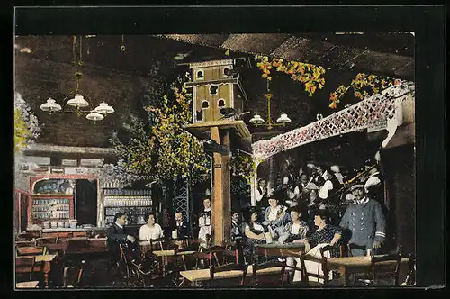 AK Hamburg, Innenansicht der Bauernschänke mit Musikanten, Wexpassage
