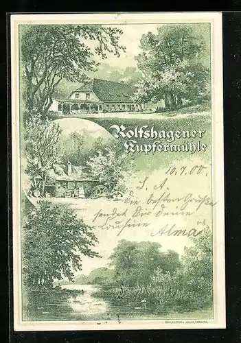 Lithographie Rolfshagen, Rolfshagener Kupfermühle im Grünen