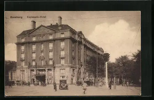 AK Hamburg, Oldtimer vor dem Esplanade-Hotel, Stephansplatz